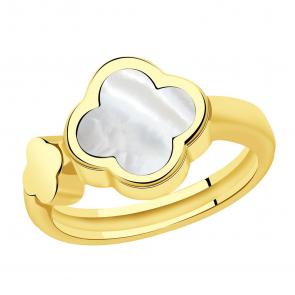 Кольцо из лимонного золота BERGER с перламутром Бл110060п фото