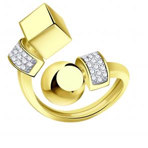 Кольцо из лимонного золота BERGER с фианитом Бл110062 фото