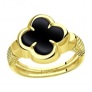 Кольцо из лимонного золота BERGER с ониксом Бл110111 фото