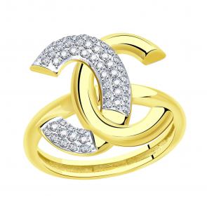 Кольцо из лимонного золота BERGER с фианитом Бл110119 фото