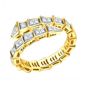 Кольцо из лимонного золота Символ года змея BERGER с фианитом Бл110323 фото