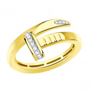 Кольцо из лимонного золота BERGER с фианитом Бл110329 фото