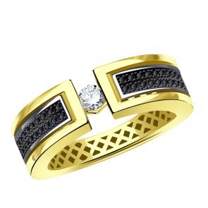 Кольцо из лимонного золота BERGER с фианитом Бл110678ч фото