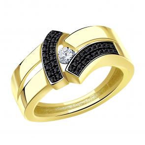 Кольцо из лимонного золота BERGER с фианитом Бл111014ч фото