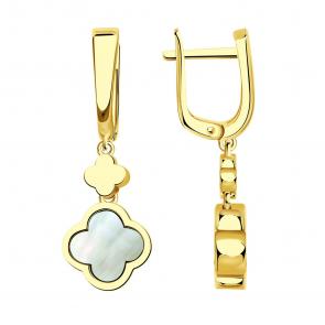 Серьги из лимонного золота BERGER с перламутром Бл120060п фото