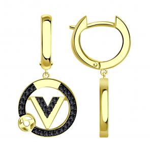 Серьги из лимонного золота BERGER с фианитом Бл120101ч фото