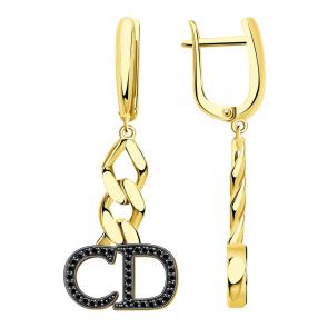 Серьги из лимонного золота BERGER с фианитом Бл120104ч фото