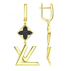 Серьги из лимонного золота BERGER с фианитом Бл120107ч фото