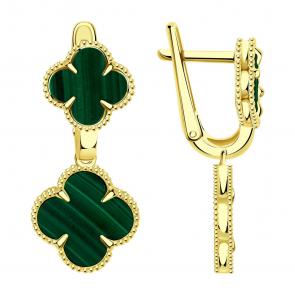 Серьги из лимонного золота BERGER с малахитом Бл120110м фото