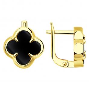 Серьги из лимонного золота BERGER с ониксом Бл120111 фото