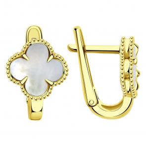 Серьги из лимонного золота BERGER с перламутром Бл120129п фото