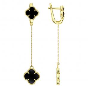 Серьги из лимонного золота BERGER с ониксом Бл120136 фото