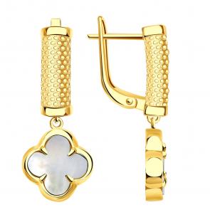 Серьги из лимонного золота BERGER с перламутром Бл120228п фото