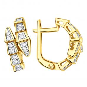 Серьги из лимонного золота Символ года змея BERGER с фианитом Бл120323 фото