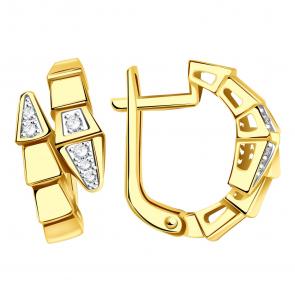 Серьги Символ года Змея из лимонного золота BERGER с фианитом Бл120324 фото