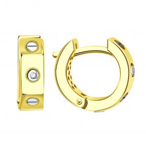 Серьги из лимонного золота BERGER с фианитом Бл120386 фото