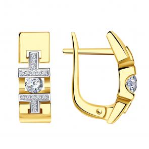 Серьги из лимонного золота BERGER с фианитом Бл120673 фото