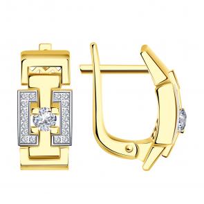 Серьги из лимонного золота BERGER с фианитом Бл120684 фото