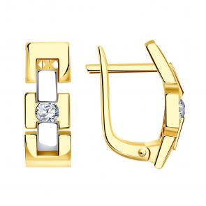 Серьги из лимонного золота BERGER с фианитом Бл120686 фото