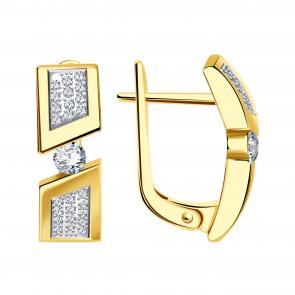 Серьги из лимонного золота BERGER с фианитом Бл120687 фото