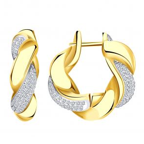 Серьги из лимонного золота BERGER с фианитом Бл120779 фото