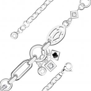 Серебряный браслет BERGER с фианитом и ониксом Бс070243 фото