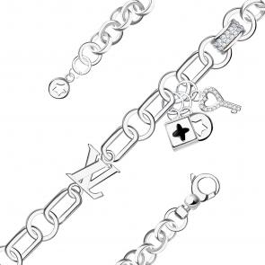 Серебряный браслет BERGER с фианитом и ониксом Бс070246 фото