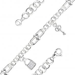 Серебряный браслет BERGER с фианитом и ониксом Бс070252 фото