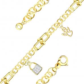 Браслет из лимонного серебра BERGER с фианитом и ониксом Бс070252л фото