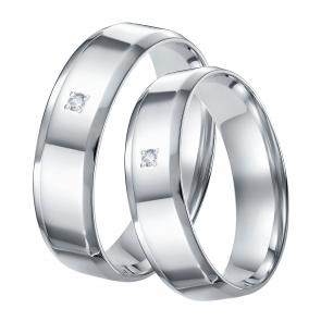 Серебряное обручальное кольцо 6 мм BERGER с фианитом Бс090043/1 фото