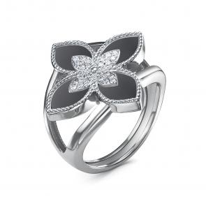 Серебряное кольцо BERGER с фианитом и ониксом Бс110127 фото