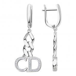 Серебряные серьги BERGER с фианитом Бс120104 фото