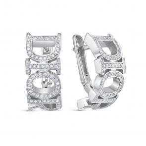 Серебряные серьги BERGER с фианитом Бс120117 фото