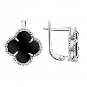 Серебряные серьги BERGER с ониксом Бс120217 фото