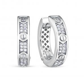 Серебряные серьги BERGER с фианитом Бс120387 фото