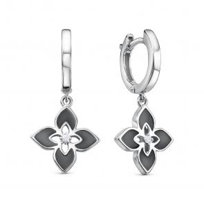 Серебряные серьги BERGER с фианитом и эмалью Бс120409 фото