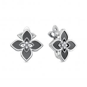 Серебряные серьги BERGER с фианитом и ониксом Бс120411 фото