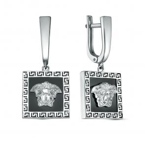 Серебряные серьги BERGER с ониксом Бс120414 фото