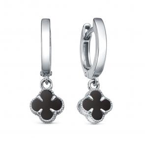 Серебряные серьги BERGER с ониксом Бс120420 фото