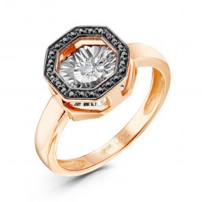 Золотое кольцо GRIGORIEV с бриллиантом и чёрным бриллиантом Г01-11-5628-13-00 фото