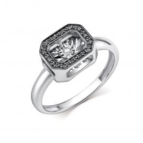 Кольцо из белого золота GRIGORIEV с бриллиантом и чёрным бриллиантом Г01-12-51025-13-00 фото