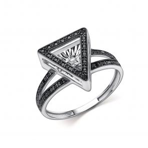 Кольцо из белого золота GRIGORIEV с бриллиантом и чёрным бриллиантом Г01-12-51237-13-00 фото