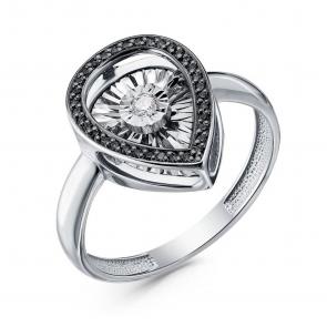 Кольцо из белого золота GRIGORIEV с бриллиантом и чёрным бриллиантом Г01-12-5497-13-00 фото