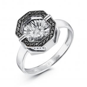 Кольцо из белого золота GRIGORIEV с бриллиантом и чёрным бриллиантом Г01-12-5630-13-00 фото