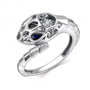 Кольцо из белого золота GRIGORIEV с бриллиантом и сапфиром Г01-12-5941-31-02 фото