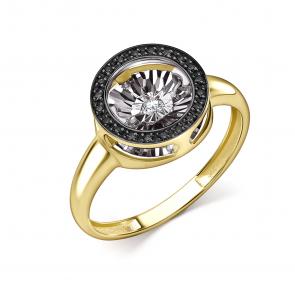 Кольцо из лимонного золота GRIGORIEV с бриллиантом и чёрным бриллиантом Г01-13-5478-13-00 фото