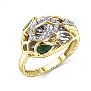 Кольцо из лимонного золота GRIGORIEV с бриллиантом и изумрудом Г01-13-5942-31-01 фото