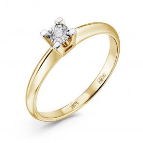 Кольцо из лимонного золота GRIGORIEV с бриллиантом Г01-13-6400-11-00-22 фото