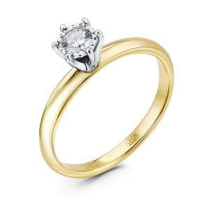 Кольцо из лимонного золота GRIGORIEV с бриллиантом Г01-13-6540-11-00-25 фото