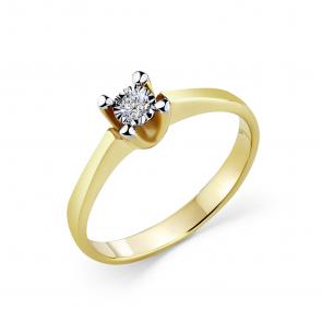 Кольцо из лимонного золота GRIGORIEV с бриллиантом Г01-13-6778-11-00-2-24 фото